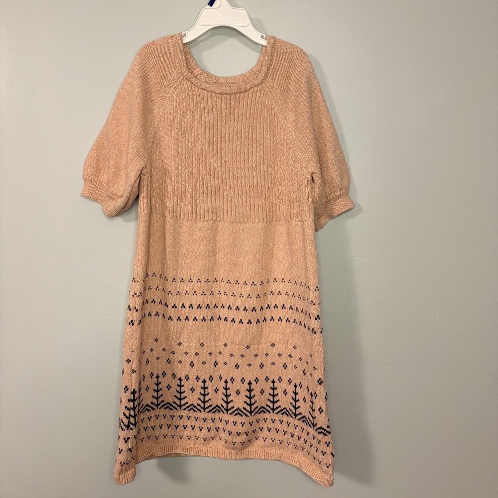 Tea Collection Girls Pink Winter Nordic Knit Dress Size 12